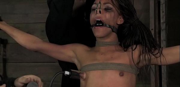  BDSM sub Nikki Darling feet pierced